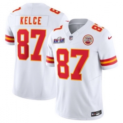 Youth Kansas City Chiefs 87 Travis Kelce White 2023 F U S E  Vapor Untouchable Limited Stitched 2024 Super Bowl LVIII Jersey