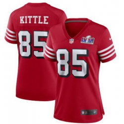 Women San Francisco 49ers 85 George Kittle New Red 2023 F U S E  Vapor Untouchable Limited Stitched Football 2024 Super Bowl LVIII Jersey