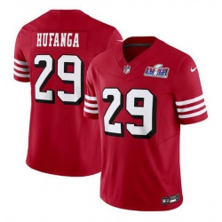 Youth San Francisco 49ers 29 Talanoa Hufanga New Red 2023 F U S E  Stitched Football 2024 Super Bowl LVIII Jersey