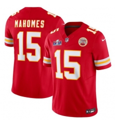 Men Kansas City Chiefs 15 Patrick Mahomes Red 2023 F U S E  Vapor Untouchable Limited Stitched 2024 Super Bowl LVIII Jersey