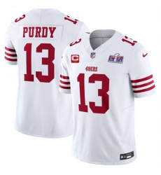 Men San Francisco 49ers 13 Brock Purdy White 2023 F U S E  With  Vapor Untouchable Limited Stitched Football 2024 Super Bowl LVIII Jersey