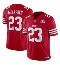 Men San Francisco 49ers 23 Christian McCaffrey Red 2023 F U S E  Vapor Untouchable Limited Stitched Football 2024 Super Bowl LVIII Jersey