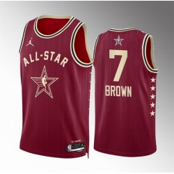 Men 2024 All Star 7 Jaylen Brown Crimson Stitched Basketball Jersey