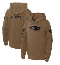 Youth New England Patriots 2023 Brown Salute To Service Pullover Hoodie