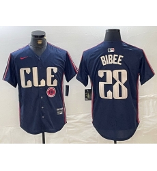 Men Cleveland Guardians 28 Tanner Bibee Navy 2024 City Connect Limited Stitched jerseys 2