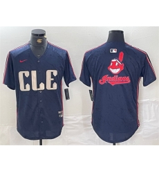 Men Cleveland Guardians Team Big Logo Navy 2024 City Connect Limited Stitched Baseball Jersey