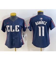 Women Cleveland Guardians 11 Jose Ram EDrez Navy 2024 City Connect Limited Stitched Baseball Jersey 3