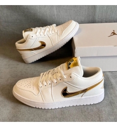 Air Jordan 1 Men Shoes White Gold