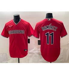 Men Cleveland Guardians  11 Jose Ramirez Red Cool Base Stitched Baseball Jersey