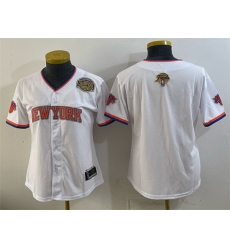 Youth New York Knicks Blank White 2026 Finals   Eastern Conference Champions Patch Stitched Baseball Jersey