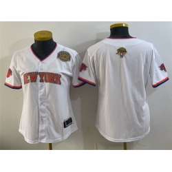 Youth New York Knicks Blank White 2026 Finals   Eastern Conference Champions Patch Stitched Baseball Jersey