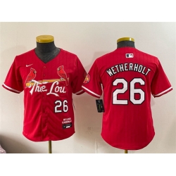 Youth St  Louis Cardinals  26 JJ Wetherholt Red 2024 City Connect Limited Stitched Baseball Jersey