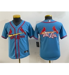 Youth St  Louis Cardinals Team Big Logo Blue Cool Base Stitched Baseball Jerseys
