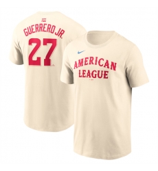 Men American League 27 Vladimir Guerrero Jr  Cream 2024 All Star Name  26 Number T Shirt