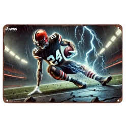 Cleveland Browns Aluminum Sign 8x12 Inch Nick Chubb 002