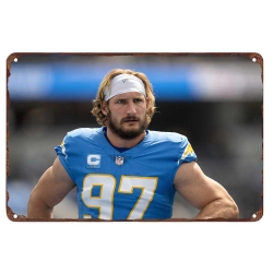 Los Angeles Chargers Aluminum Sign 12x8 Inch Joey Bosa 001