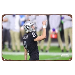 Los Angeles Raiders Aluminum Sign 12x8 Inch Daniel Carlson 002