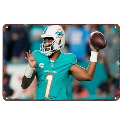 Miami Dolphins Aluminum Sign 12x8 Inch Tua Tagovailoa 001