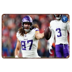 Minnesota Vikings Aluminum Sign 12x8 Inch T.J. Hockenson 003