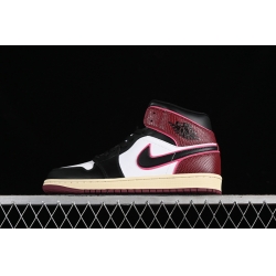 AIR JORDAN 1 MID SAIL ACTIVE PINK BORDEAUX BLACK