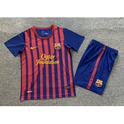 Youth Retro Soccer Jerseys Barcelona Blue Red 11 12