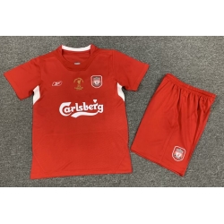 Youth Retro Soccer Jerseys Livepool Red 04 05