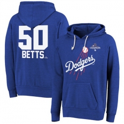 Men Los Angeles Dodgers 50 Mookie Betts Royal 2024 World Series Champions Name  26 Number Tri Blend Pullover Hoodie