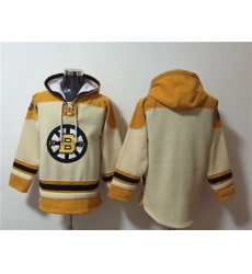 Men Boston Bruins Blank Cream Ageless Must Have Lace Up Pullover Hoodie