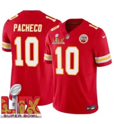 Youth Kansas City Chiefs Isiah Pacheco #10 Red 2024 2025 Super Bowl LIX F U S E Stitched Jersey