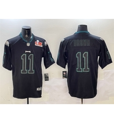 Men Philadelphia Eagles 11 A J  Brown Lights Out Black 2025 Super Bowl LIX Patch Color Rush Vapor Untouchable Limited Stitched Football Jersey