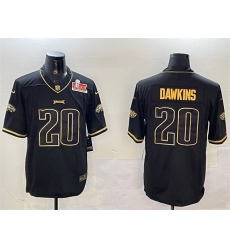 Men Philadelphia Eagles 20 Brian Dawkins Black Gold 2025 Super Bowl LIX Patch Salute To Service Vapor Untouchable Limited Stitched Football Jersey