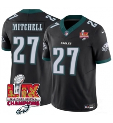 Men Philadelphia Eagles 27 Quinyon Mitchell Black 2025 Eagles Logo Super Bowl LIX Patch New F U S E  Vapor Untouchable Limited Stitched Football Jersey