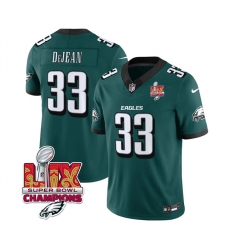 Men Philadelphia Eagles 33 Cooper DeJean Green 2025 Eagles Logo Super Bowl LIX Patch New F U S E  Vapor Untouchable Limited Stitched Football Jersey