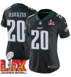 Women Philadelphia Eagles Brian Dawkins #20 Black 2024 2025 Super Bowl LIX F U S E Stitched NFL Jersey