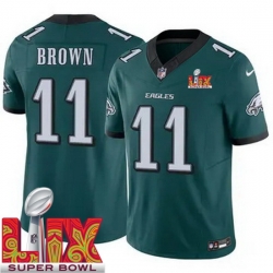 Youth Philadelphia Eagles A.J. Brown #11 Green 2024 2025 Super Bowl LIX F U S E Stitched NFL Jersey