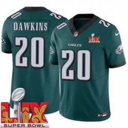 Youth Philadelphia Eagles Brian Dawkins #20 Green 2024 2025 Super Bowl LIX F U S E Stitched NFL Jersey