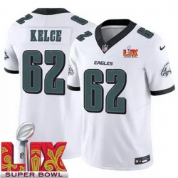 Youth Philadelphia Eagles Jason Kelce #62 White 2024 2025 Super Bowl LIX F U S E Stitched NFL Jersey