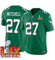 Youth Philadelphia Eagles Quinyon Mitchell #27 Kelly Green 2024 2025 Super Bowl LIX F U S E Stitched NFL Jersey