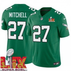 Youth Philadelphia Eagles Quinyon Mitchell #27 Kelly Green 2024 2025 Super Bowl LIX F U S E Stitched NFL Jersey