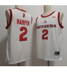 Men Rutgers Scarlet Knights #2 Dylan Harper White Stitched Basketball Jersey