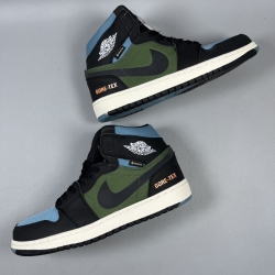 Men Air Jordan 1 Green Black Gore Tex Baketball Shoes