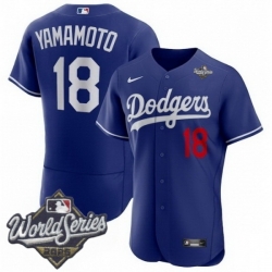 Men Los Angeles Dodgers 18 Yoshinobu Yamamoto 2025 World Series Cool Base Stitched Baseball Jersey Blue Men Los Angeles Dodgers 18 Yoshinobu Yamamoto 2025 World Series Cool Base Stitched Baseball Jersey Blue
