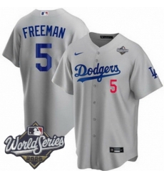 Men Los Angeles Dodgers 5 Freddie Freeman 2025 World Series Cool Base Stitched Baseball Jersey Gray Men Los Angeles Dodgers 5 Freddie Freeman 2025 World Series Cool Base Stitched Baseball Jersey Gray