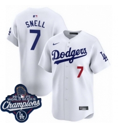 Men Los Angeles Dodgers 7 Blake Snell Cool Base 2025 World Champions Stitched Baseball Jersey White