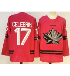Men Canada Hockey #17 Macklin Celebrini Red Stitched Jersey Men Canada Hockey #17 Macklin Celebrini Red Stitched Jersey