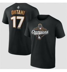 Men Los Angeles Dodgers 17 Shohei Ohtani Black 2025 World Series Champions Name  26 Number T Shirt