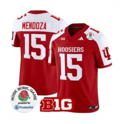 Men Indiana Hoosiers 15 Fernando Mendoza Red White 2025 F U S E  Rose Bowl Stitched Football Jersey
