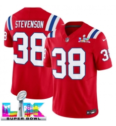 Men New England Patriots 38 Rhamondre Stevenson Red 2025 F U S E  Super Bowl LX Patch Vapor Limited Stitched Football Jersey