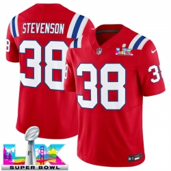 Men New England Patriots 38 Rhamondre Stevenson Red 2025 F U S E  Super Bowl LX Patch Vapor Limited Stitched Football Jersey