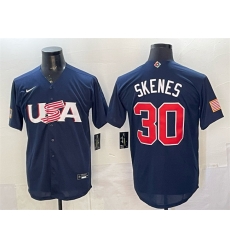 Men USA Baseball 30 Paul Skenes Navy World Baseball Classic Stitched Jersey